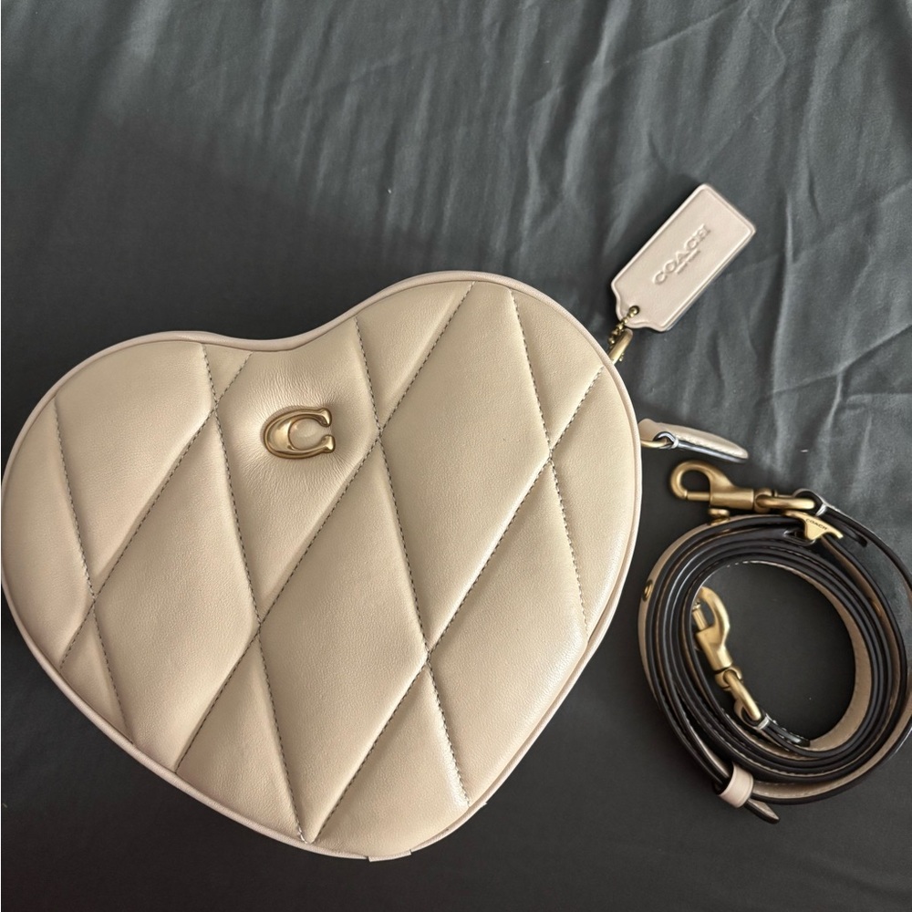 Coach Quilted Heart Crossbody Bag in Cream